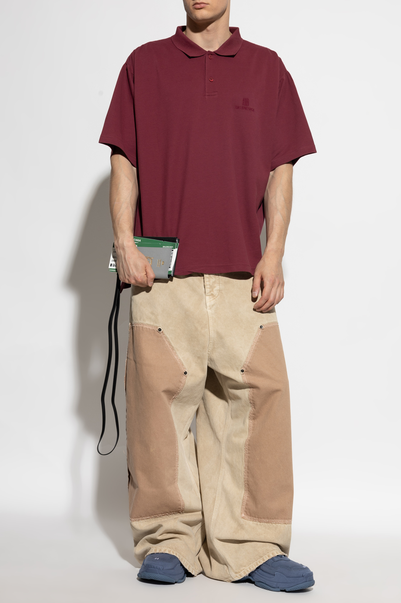 Burgundy Polo with embroidered logo Balenciaga - Vitkac AS